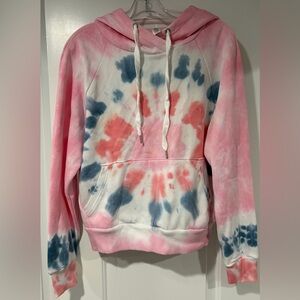 Tie-Dye Pullover Hoodie - Pink, Blue, and White